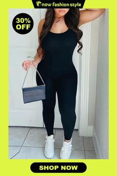 knowfashionstyle Black Sexy Casual Solid Backless Spaghetti Strap Skinny Jumpsuits Jumpsuit Online, Black Jumpsuit, Red Fashion, Green Fashion, Wholesale Fashion, Blue Fashion, Shoulder Sleeve, Sleeve Styles