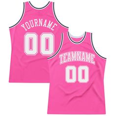 a pink basketball jersey with the name and number on it, that says team name