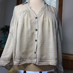 Nwt Free People Rainbow Picnic Plaid. Oversize Flounce Silhouette. Button Down, Pleated Back, Collar, Raw Seams And Hem, 3/4 Sleeves, Front Pocket. Size Xs. See Photos For Measurements And Detail. Ship Same Or Next Day. Rainbow Picnic, Crochet Bell Sleeve, Ruffle T Shirt, Plaid Pullover, Patchwork Top, Cold Shoulder Blouse, Boho Lace, Summer Blouses, Bell Sleeve Blouse