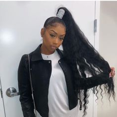 Genie Ponytail, Ponytail Weave, Cutest Hairstyles, Cabello Afro Natural, High Ponytail Hairstyles, Weave Ponytail Hairstyles, Weave Ponytail, Black Ponytail Hairstyles, Side Ponytail