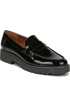 Franco Sarto Cassandra Platform Penny Loafer - Wide Width Available (Women) | Nordstromrack Black Patent Leather Loafers, Academia Fashion, Chunky Loafers, Patent Leather Loafers, Platform Loafers, Shoe Carnival, Franco Sarto Shoes, Penny Loafer, Classic Shoes