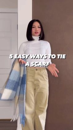 FOLLOW @fashionstilyngtips 💕 Look at these 5 ways to tie a scarf . . Thanks @shaynehydn . . . 💕💕💕💕💕💕💕💕💕💕💕💕💕💕💕💕 . . #stylereels… | Instagram Ways To Tie A Scarf Around Your Neck, Styling Scarf Outfits, Tie A Scarf Around Your Neck, How To Wear A Big Scarf, Different Ways To Wear A Scarf, Ways To Tie Scarf