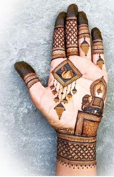 a person's hand with henna tattoos on it