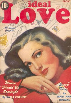 the cover of ideal love magazine with a woman's face and hand on her chin