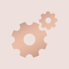 two gears are shown in the shape of a gear wheel on a light pink background