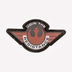 star wars join the resistance patch with an orange and black logo on it, against a white background