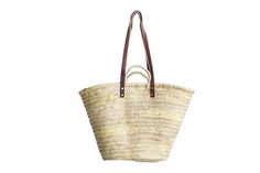 Palma Natural Market Bag Natural Basket-shaped Straw Bag For Shopping, Natural Color Basket-shaped Straw Bag For Shopping, Summer Straw Bag With Leather Handles For Market, Natural Basket Straw Bag For Market, Casual Palm Leaf Straw Bag For Market, Spring Basket Straw Bag For Market, Casual Palm Leaf Straw Bag For Shopping, Market Basket Straw Bag With Leather Handles, French Market Basket