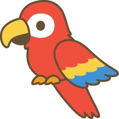 a red parrot sitting on top of a white background