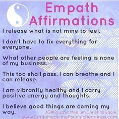 This Pin was discovered by Laura Valane. Discover (and save!) your own Pins on Pinterest. Empath Traits, Empath Abilities, Intuitive Empath, I Release, Psychic Medium, Self Love Affirmations, Love Affirmations