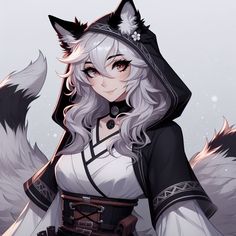 an anime character with white hair and black eyes