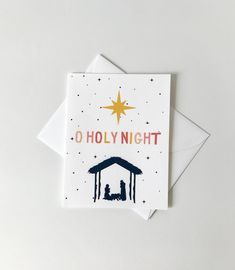 a christmas card with a nativity scene on it