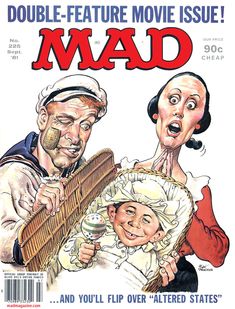 an old magazine cover with two men and a baby