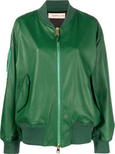 forest green band collar long sleeves front zip fastening two front flap pockets Green Leather Jacket With Zipper, Green Leather Jacket With Zipper Closure, Green Zipper Closure Outerwear For Work, Fall Green Track Jacket With Zipper, Green Outerwear With Zipper For Work, Green Track Jacket With Zipper For Fall, Green Track Jacket With Zipper Closure For Fall, Green Outerwear With Zip Cuffs For Fall, Winter Green Outerwear With Zip Cuffs