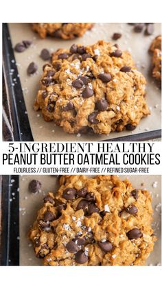 three ingredient healthy peanut butter oatmeal cookies