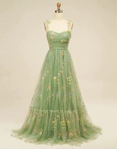 Sweetheart Floor Length Embroidery Long Prom Dress,BD930591 – luladress Cottagecore Prom Dress Green, Winter Wedding Venues, Prom Dress Pictures, Embroidery Tulle, A Line Prom Dress, Sequin Sleeve, Sweetheart Prom Dress, Elegant Embroidery, Prom Looks