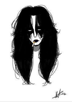 Corpse Paint Drawing, Goth Drawing Reference, Metalhead Sketch, Metalhead Drawing, Corpse Paint Black Metal, Goth Drawings, Corpse Paint, Metalhead Girl, Goth Hair