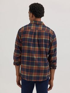 Flannel was made for fall. And our Men’s Heritage Flannel Shirt lives up to the hype. Brushed for comfort, it’s crafted from a soft cotton blend that will keep you warm without weighing you down. This collared shirt features a relaxed fit that’s perfectly loose and easy to wear over base layers when the weather cools down. It comes with two chest flap pockets, a spread collar, and a full button closure. Casual Yarn-dyed Flannel Shirt For Fall, Fall Cotton Yarn-dyed Flannel Shirt, Fall Yarn-dyed Cotton Flannel Shirt, Wrangler Shirts, Mens Flannel Shirt, Men's Apparel, The Hype, Collared Shirt, Men's Shirts