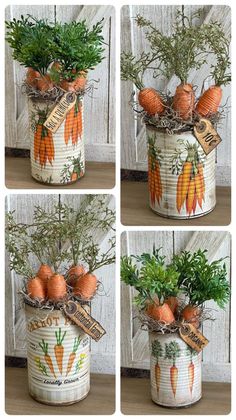 Diy Chicken Decor, Diy Easter Carrots, Cottagecore Projects, Carrot Ideas, Easter Crafts To Sell, Diy Spring Decor, Carrot Craft, Decoupage Tins