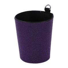 a purple and black trash can on a white background