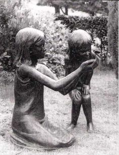 Resin bronze #sculpture by #sculptor Alan Biggs titled: 'Emma and Aileen (Bronze resin Children Playing garden Yard statue)'. #AlanBiggs Friendship Sculpture, Dance Sculpture, Large Sculpture, Children Playing, Statue Sculpture, Garden Girls, Garden Statue, Best Portraits, Best Friendship