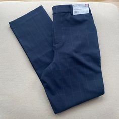 New With Tags! Uniqlo Navy With White Grids In A Size Small (26-27 Inch For Waist). I Never Wore Them But Lost The Receipt So I Can't Return Them. Fitted Uniqlo Bottoms For Fall, Uniqlo Fitted Casual Bottoms, Uniqlo Pants, Uniqlo Women, Jumpsuit Trousers, Ankle Pants, Uniqlo, Pant Jumpsuit, Blue White