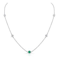 Diamond & Emerald by the Yard – Alexandra Jules Luxury May Birthstone Necklace With Diamond Accents, Classic Emerald Necklace With Bezel Setting, Classic White Gold Emerald Necklace With Diamond Accents, Diamond Necklace With Brilliant Cut For May Birthstone, Classic Emerald Necklace With Diamond Accents, Classic Round Emerald Necklace With Diamond Accents, Classic Green Necklace With Diamond Accents, Classic Green Necklaces With Diamond Accents, Classic Bezel Set May Birthstone Necklaces