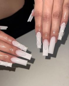 White Christmas Nails, Milky White Nails, Milky Nails, Cute Acrylic Nail Designs, Classy Acrylic Nails