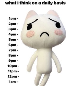 a white stuffed animal with the words what i think on it's back side