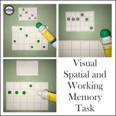 four images showing different stages of visual and working memory task, with text overlay