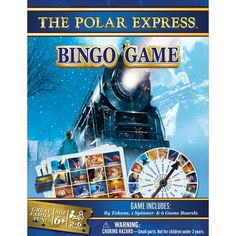 the polar express's game is shown in front of an image of a train