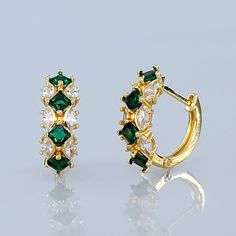 Brand New Women's Emerald & Diamond Small Hoop Earrings 14k Gold Plated Sterling Silver Genuine 1ct Lab Created Radiant Cut Diamonds 2ct Natural Green Emerald Gemstones .7" Tall .2" Wide Retail Price $350 Buy With Confidence From A Trusted Seller W/ A 99%+ Feedback Rating! A0239 (Id-1543-) Formal Cubic Zirconia Gemstone Hoop Earrings, Elegant Green Hoop Earrings For Anniversary, Elegant Green Hoop Huggie Earrings, Elegant Green Huggie Hoop Earrings, Fine Jewelry Huggie Earrings Aaa Quality, Fine Jewelry Aaa Quality Huggie, Classic Green Hoop Earrings For Anniversary, Aaa Quality Huggie Fine Jewelry, Green Diamond Hoop Earrings Fine Jewelry