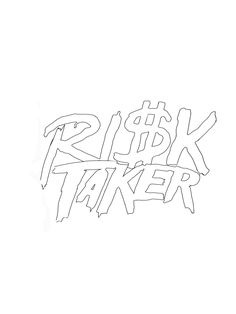 the words ripp taker are drawn in black and white