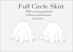 the full circle skirt sewing pattern is shown with instructions to make it easy and comfortable