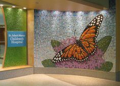 an orange butterfly on a purple flower with the words st john's medical children's hospital