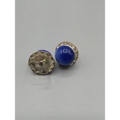 "Vintage Crystal Halo Moonglow Button Earrings, Screw Back 1940s Glam, Sapphire Blue, Channel Set Rhinestones Measurement * 3/4\" Condition * Very nice condition. Gently worn with minimal wear. SIZE: Womens OS CONDITION: Pre-Owned Good Very nice condition. Gently worn with minimal wear." Vintage Blue Earrings For Formal Occasion, Vintage Blue Earrings For Evening, Blue Vintage Earrings For Formal Occasions, Vintage Blue Clip-on Earrings For Evening, Blue Vintage Clip-on Earrings For Evening, Vintage Blue Clip-on Jewelry, Blue Retro Clip-on Jewelry, Vintage Cabochon Earrings For Evening, Retro Round Earrings For Formal Occasions