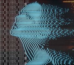 an image of a person's face on a computer screen with numbers in the background