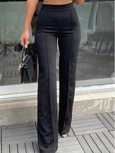 High Waisted Straight Pants, Ultra High Waisted Pants, Black Pants Wide Leg Outfit, 2023 Clothes, Wide Leg Pants High Waisted, Fall Chic, Professional Dress, Draping Fashion, High Waist Wide Leg Pants