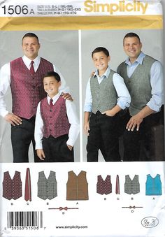 an adult and two children wearing vests and ties