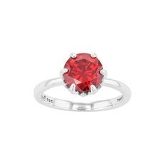 "Fashioned with a beautiful garnet cubic zirconia center stone, this Lavish by TJM ring is a jewelry must-have. Click on this JEWELRY & WATCHES GUIDE to learn about fit, styles, materials and more! Fashioned with a beautiful garnet cubic zirconia center stone, this Lavish by TJM ring is a jewelry must-have. Click on this JEWELRY & WATCHES GUIDE to learn about fit, styles, materials and more! FEATURES Width: 0.87\" Shank style: solitaire Metal: sterling silver Plating: rhodium Finish: oxidized Pa Sterling Silver Ruby Ring For Valentine's Day, Sterling Silver Hallmarked Red Ruby Ring, Heart-shaped Sterling Silver Ruby Birthstone Ring, Silver Garnet Ring For Valentine's Day, Heart-shaped Silver Ruby Ring For Valentine's Day, Marcasite Ring, Garnet, Cubic Zirconia, Jewelry Watches