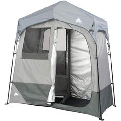 a tent with the door open on a white background