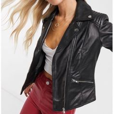 Brand New- Never Worn, With Tags Real Leather Size 14- Runs Small, Will Fit Size Medium Red Leather Coat, Fake Leather Jacket, Burgundy Leather Jacket, Leather Jackets Online, Cotton Lycra Fabric, Burgundy Jacket, Wilsons Leather Jacket, Black Leather Coat, Clothing Staples