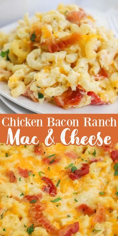 chicken bacon ranch mac and cheese on a plate