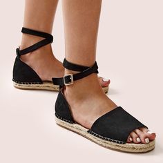 Super Cute, Comfortable,And Ready For The Summer! Wrap Sandals, Black Wrap, Espadrille Sandals, Wedge Espadrille, Sandal Espadrille, Strap Sandals, Black Sandals, Women's Shoes Sandals, Open Toe