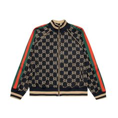 Gucci GG suit (Jacket and Pants) Gucci Designer Clothing Collection - GENUINE AUTHENTIC BRAND LLC Embroidery Shoes, Gucci Designer, Jersey Jacket, Casual Jackets, Contrast Piping, Tracksuit Set, Side Stripe, Gucci Men, Cotton Jacket