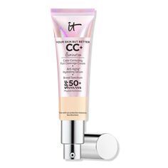 Light CC+ Cream Illumination SPF 50+ - IT Cosmetics | Ulta Beauty Color Correcting Cream, It Cosmetics Cc Cream, Lime Oil, Physical Sunscreen, Perfect Complexion, Skin Imperfection, Large Pores, Color Corrector, It Cosmetics