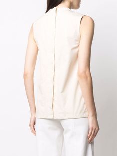 Jil Sander Sleeveless Cotton Top - Farfetch Beige Cotton Tank Top For Work, Apiece Apart, Versace Outfit, Yoko London, City Dress, Summer Beach Wear, Ballet Flat Shoes, Cotton Top, Lady Dior