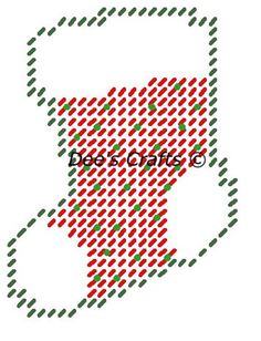 a cross stitch pattern with the shape of minnesota in red, green and white dots