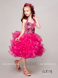 Elegant Pink Ruffle Dress For Dress-up Occasions, Pink Fitted Ruffle Dress For Dress-up, Elegant Pink Ruffle Dress For Dress-up, Dress With Crystals, Red Flower Girl, View Flower, Flower Girl Dresses Champagne, Red Flower Girl Dresses, Formal Party Dresses