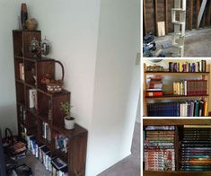 there are many bookshelves in the room and one is full of books on it