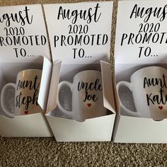 three coffee mugs are in the same box